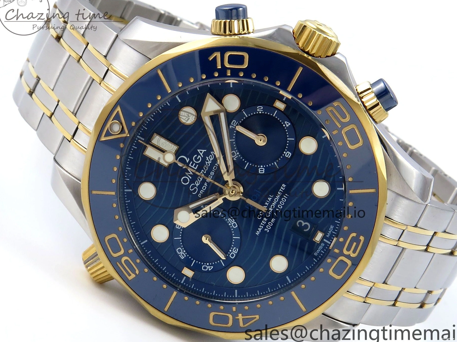 0306 Seamaster 300m Chrono SS YG OMF 1:1 Best Edition Blue Dial on SS YG Bracelet A Seasonal 7691